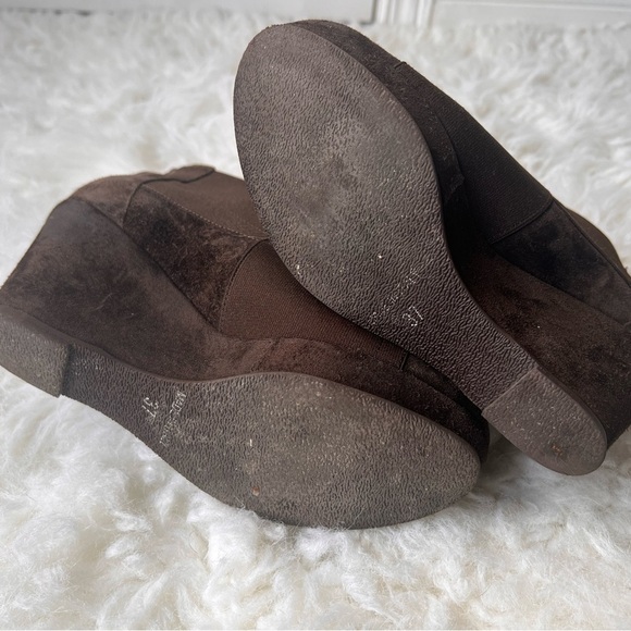 Browns Velour 175 Bis Marron Wedge Boots EU 37 - Picture 6 of 7